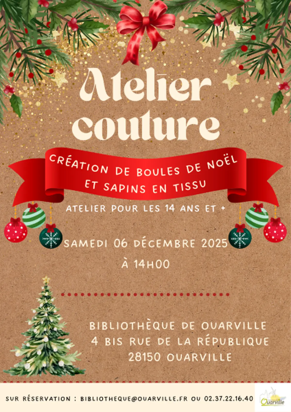 Atelier couture – boules et sapins de Noël en tissu