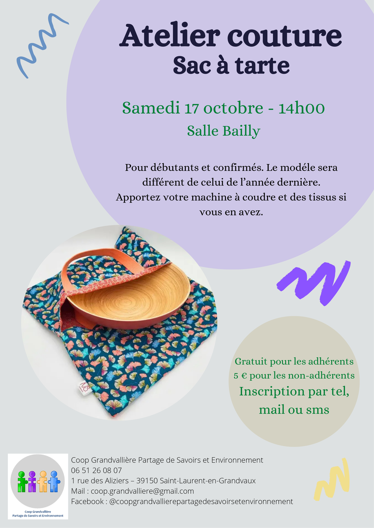 Atelier couture sac à tartes
