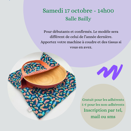 Atelier couture sac à tartes