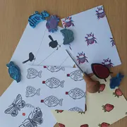 Atelier créatif - Cartes tamponnées