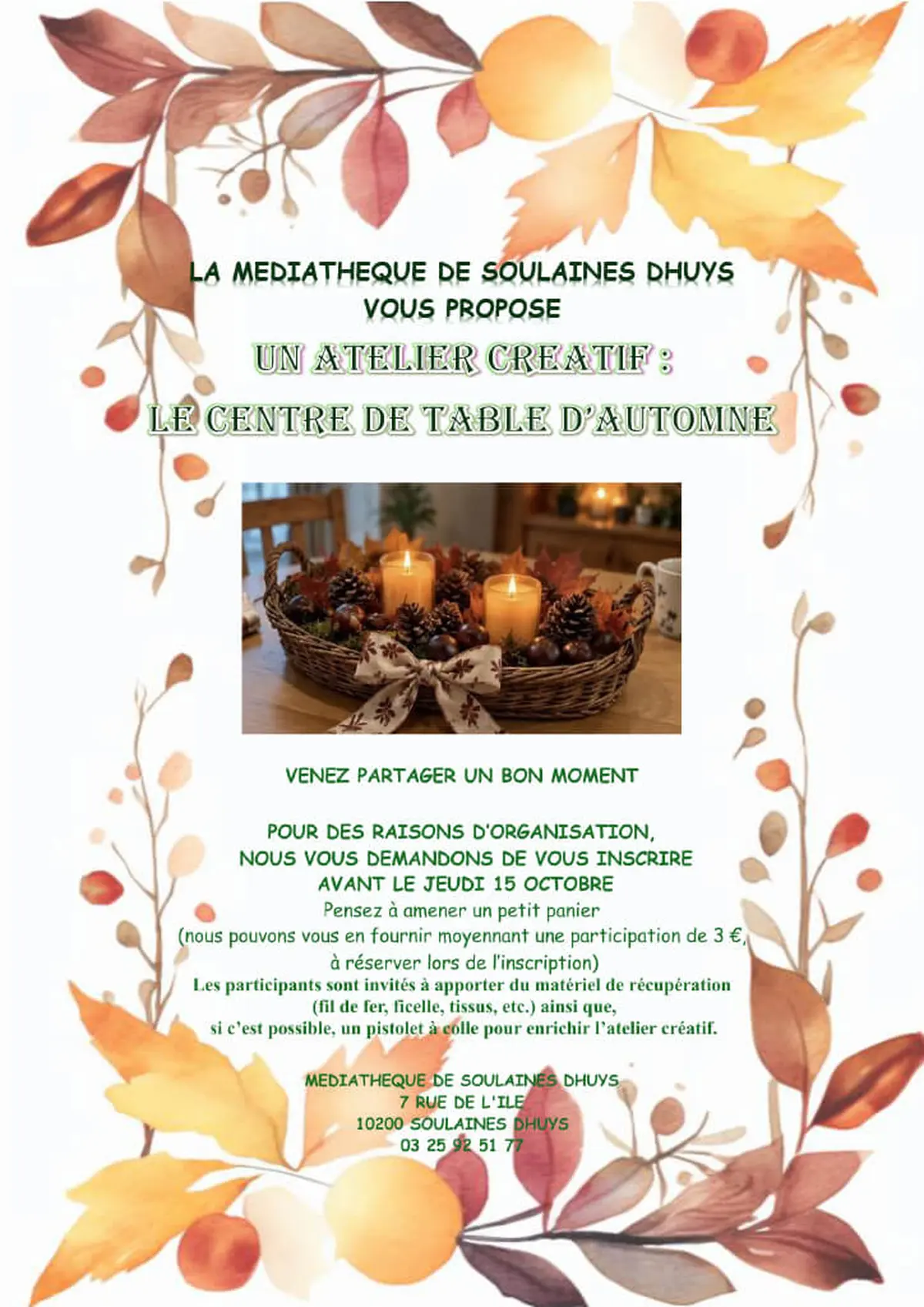 Atelier créatif : centre de table d'automne