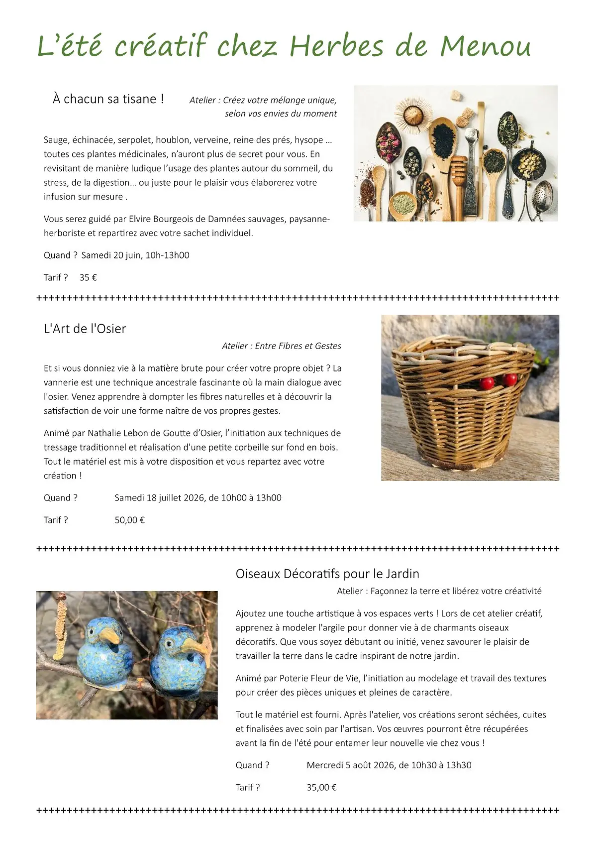 Atelier créatif chez Herbes de Menou : L'Alchimie des couleurs