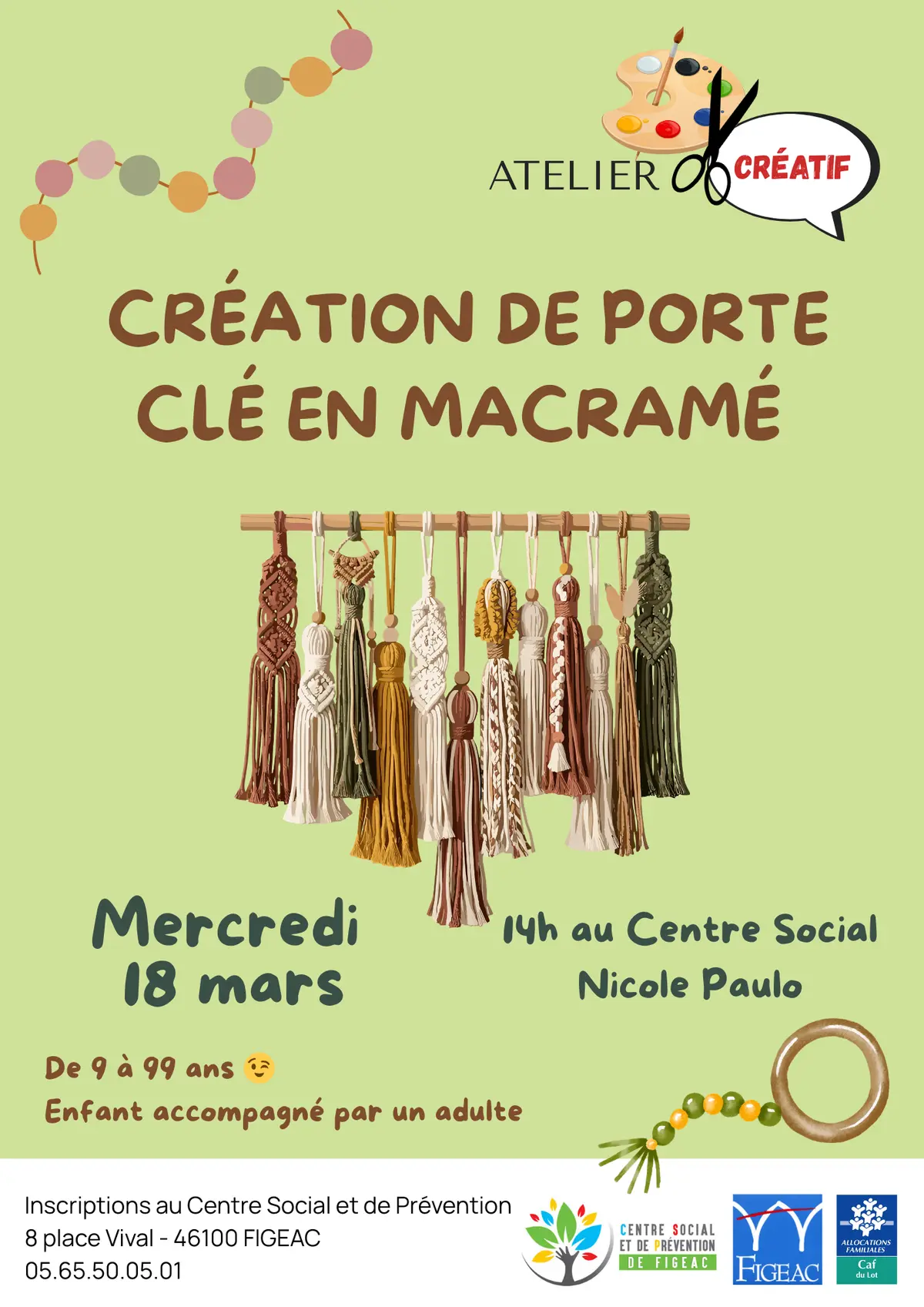 Atelier créatif : création de porte-clé en macramé