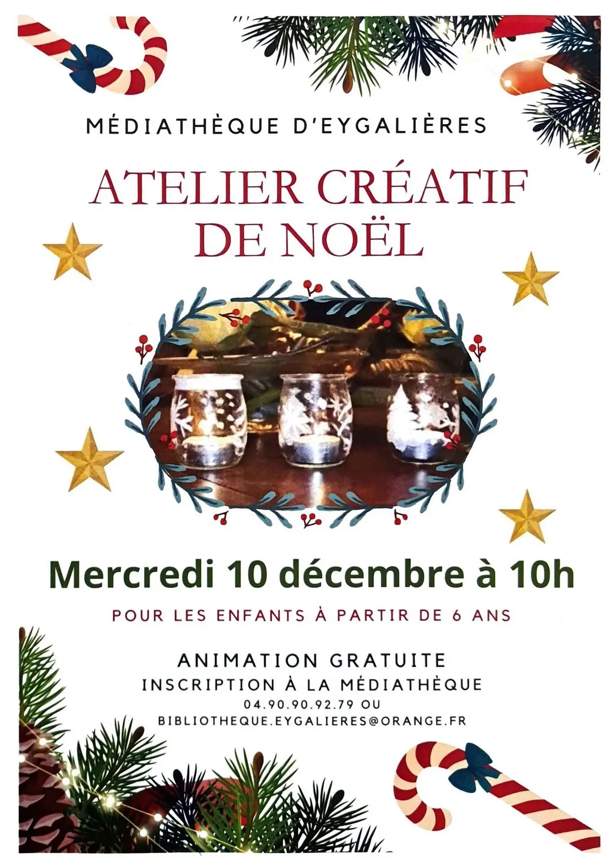 Atelier créatif de Noël à la Médiathèque d'Eygalières