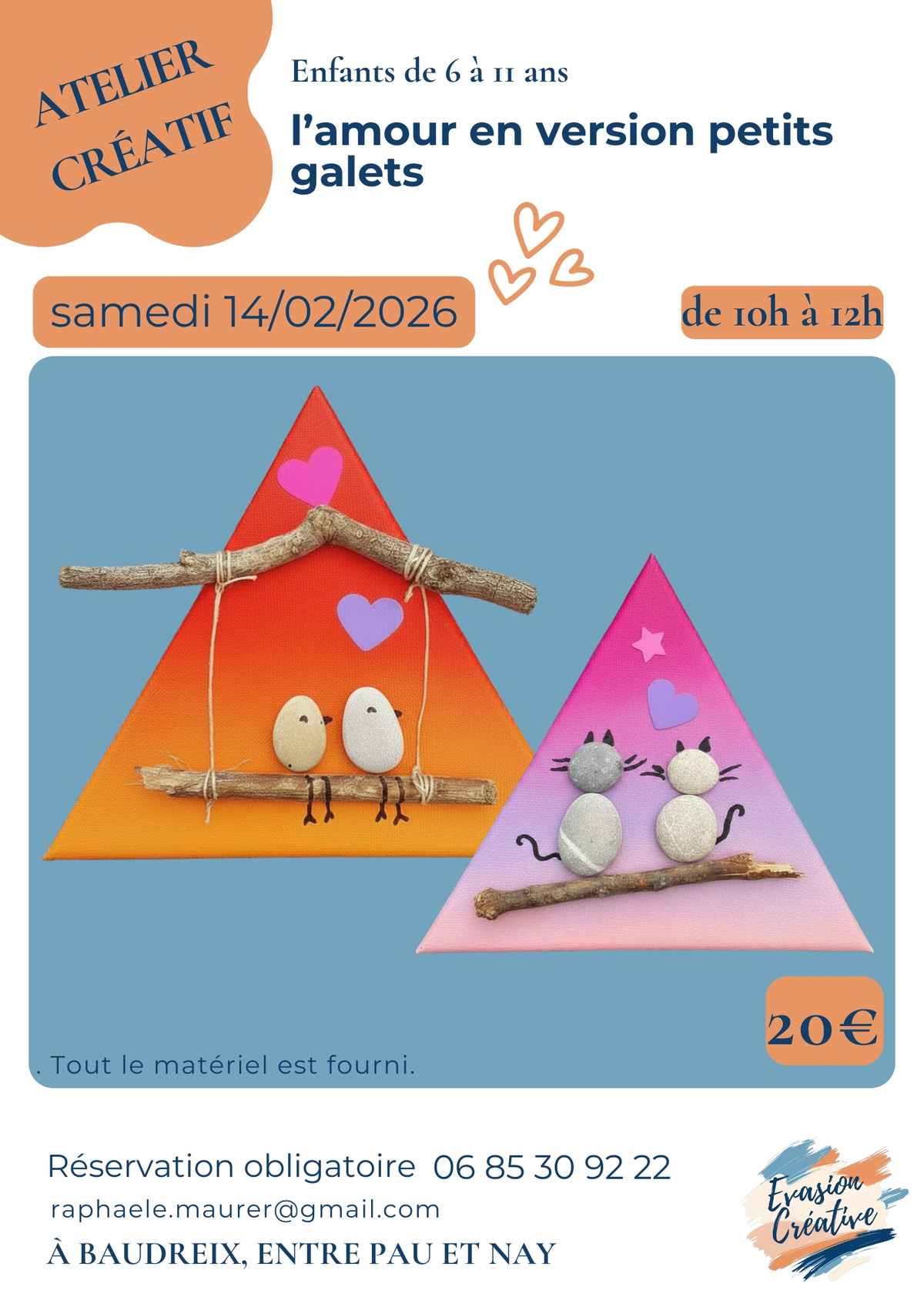 Atelier créatif La St Valentin, version petits galets 