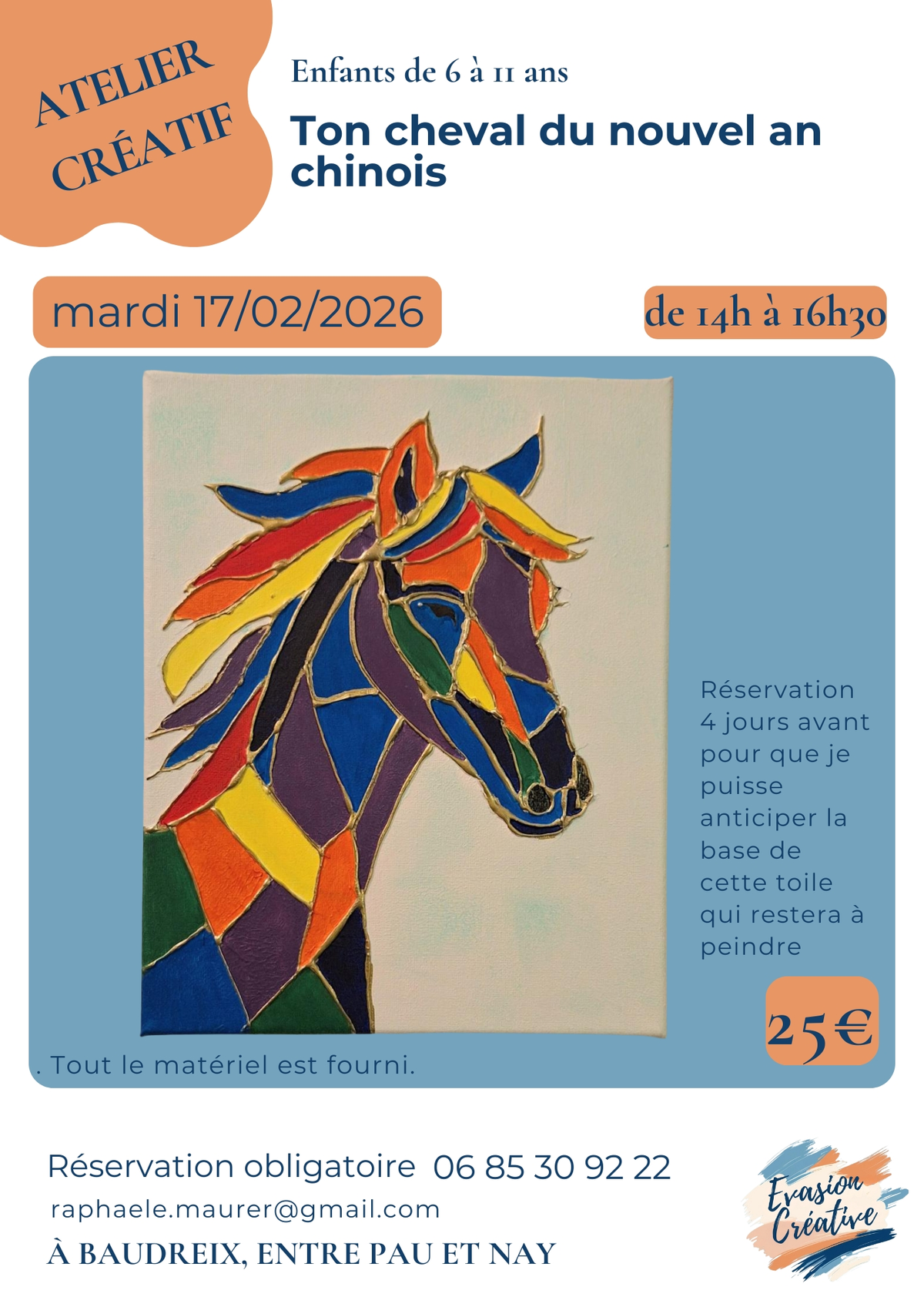 Atelier créatif peinture Ton cheval du nouvel an chinois