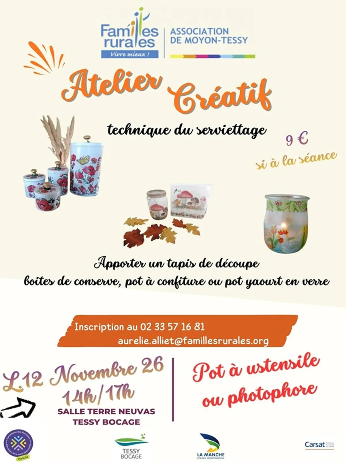 Atelier créatif photophore ou pot à ustensile