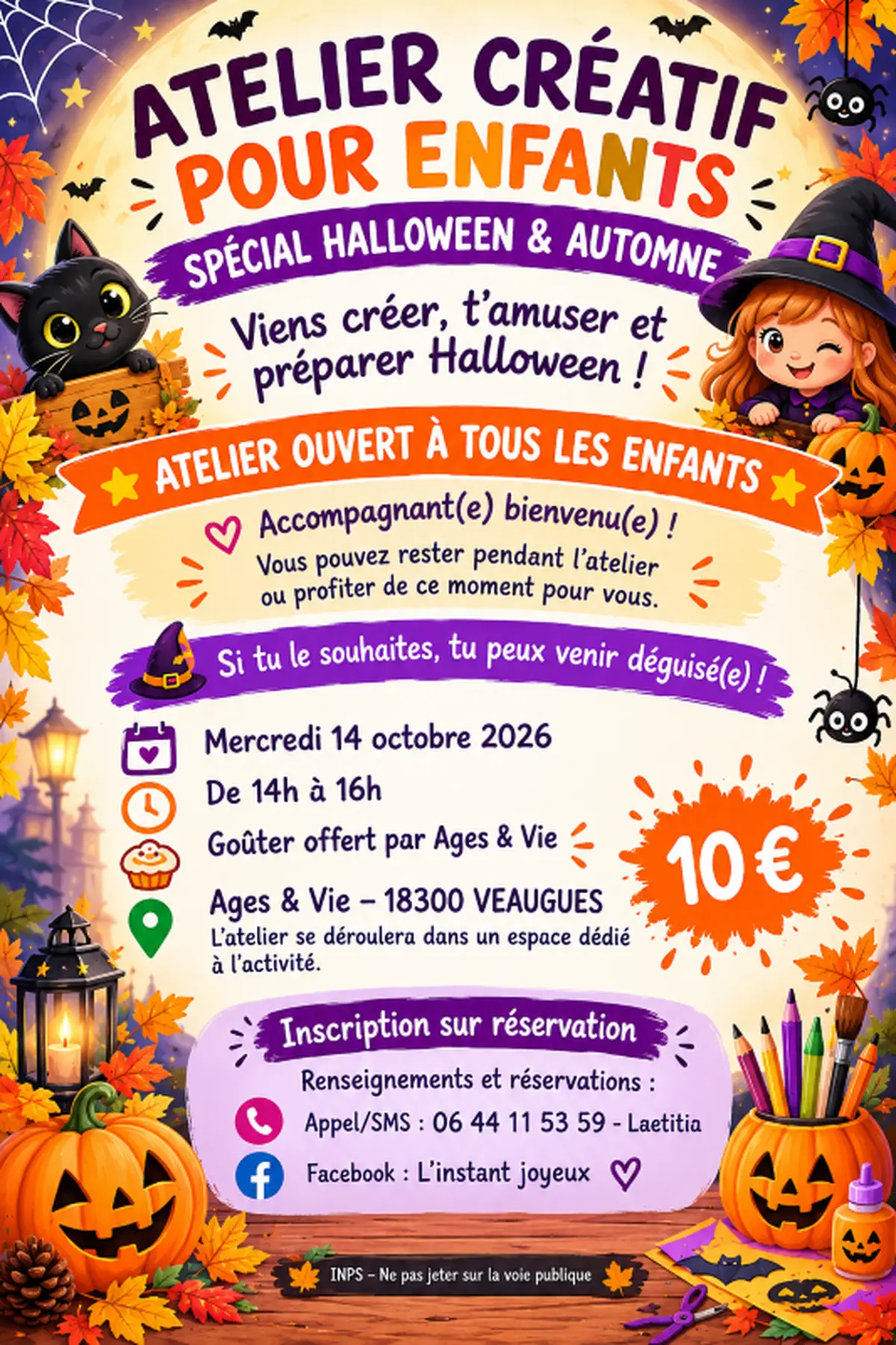 Atelier créatif pour enfants spécial halloween et autmone