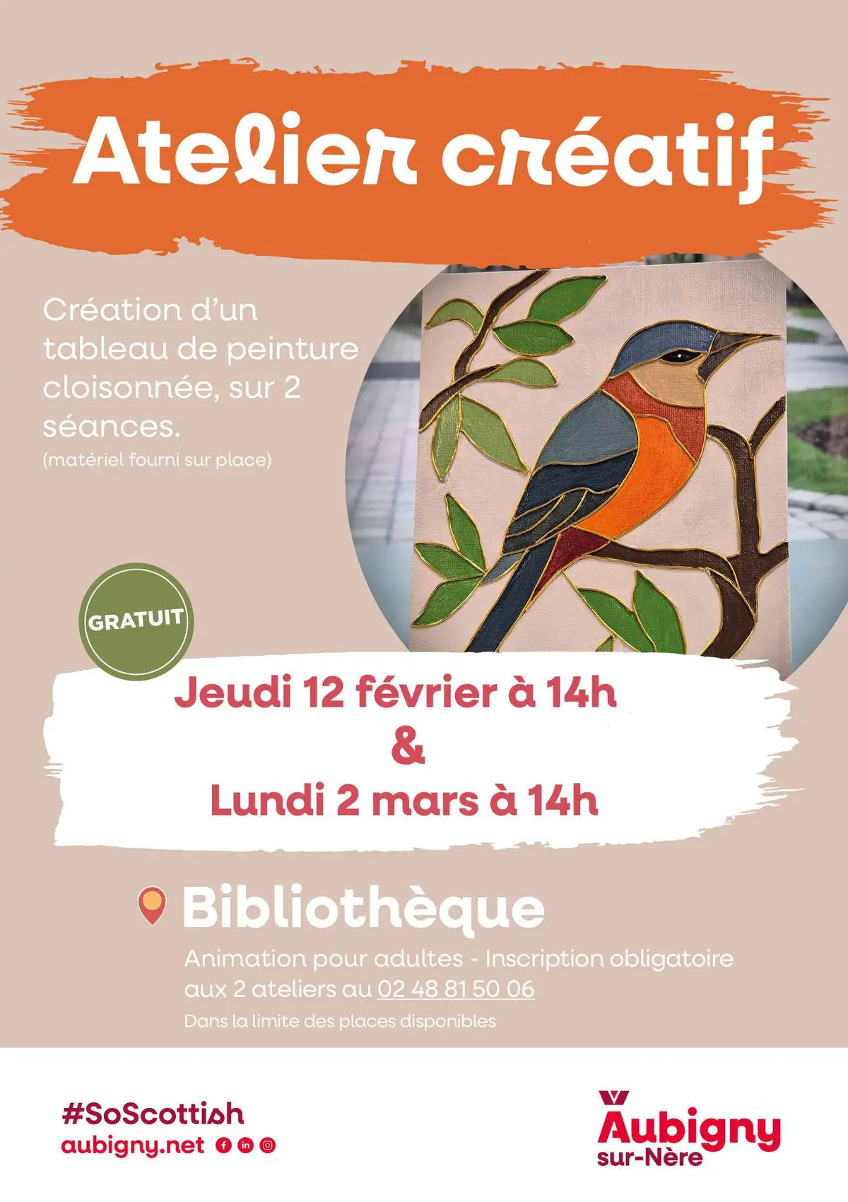 Atelier créatif (pour les adultes) : création d'un tableau de peinture cloisonnée