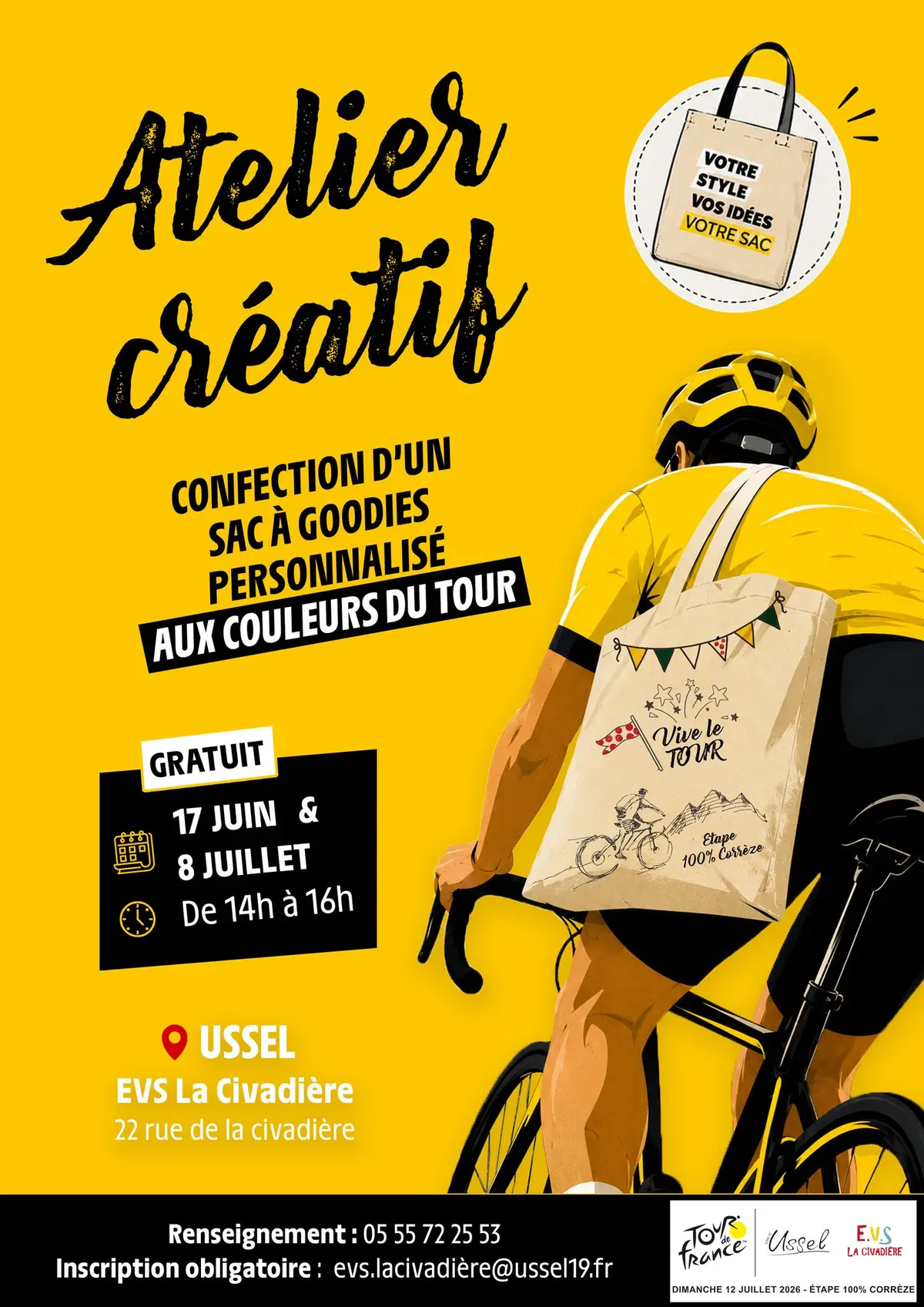 Atelier créatif  spécial Tour de France sac à goodies