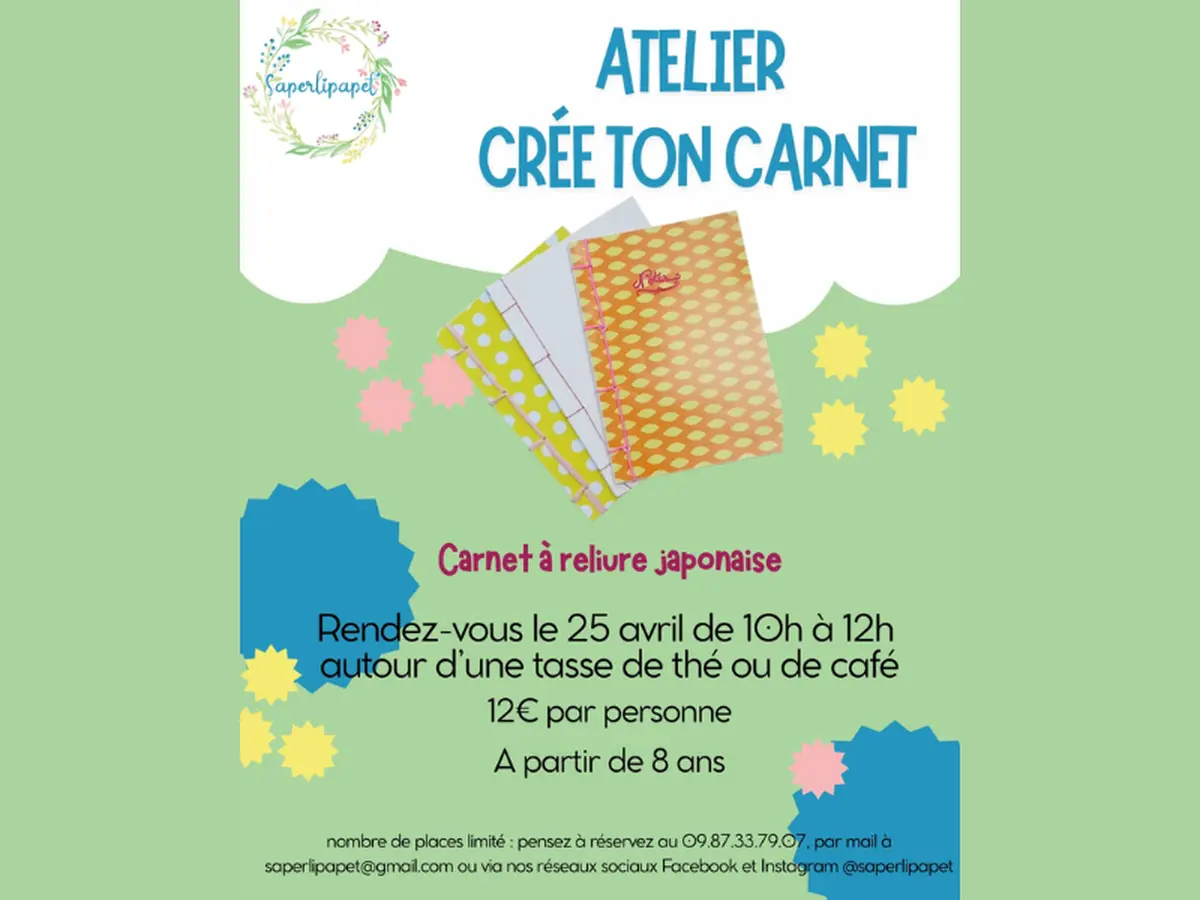Atelier Création de Carnet à Saperlipapet'