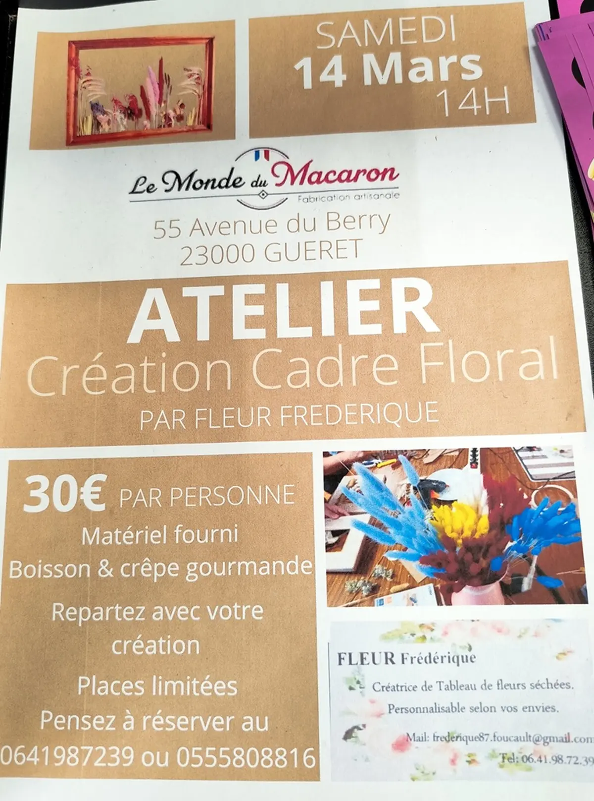 Atelier : crétion cadre floral