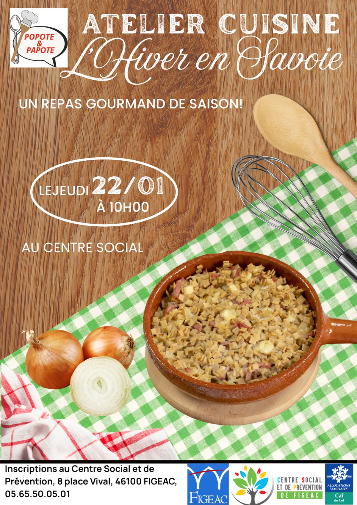 Atelier cuisine Popote et Papote à Figeac : « Un hiver en Savoie »