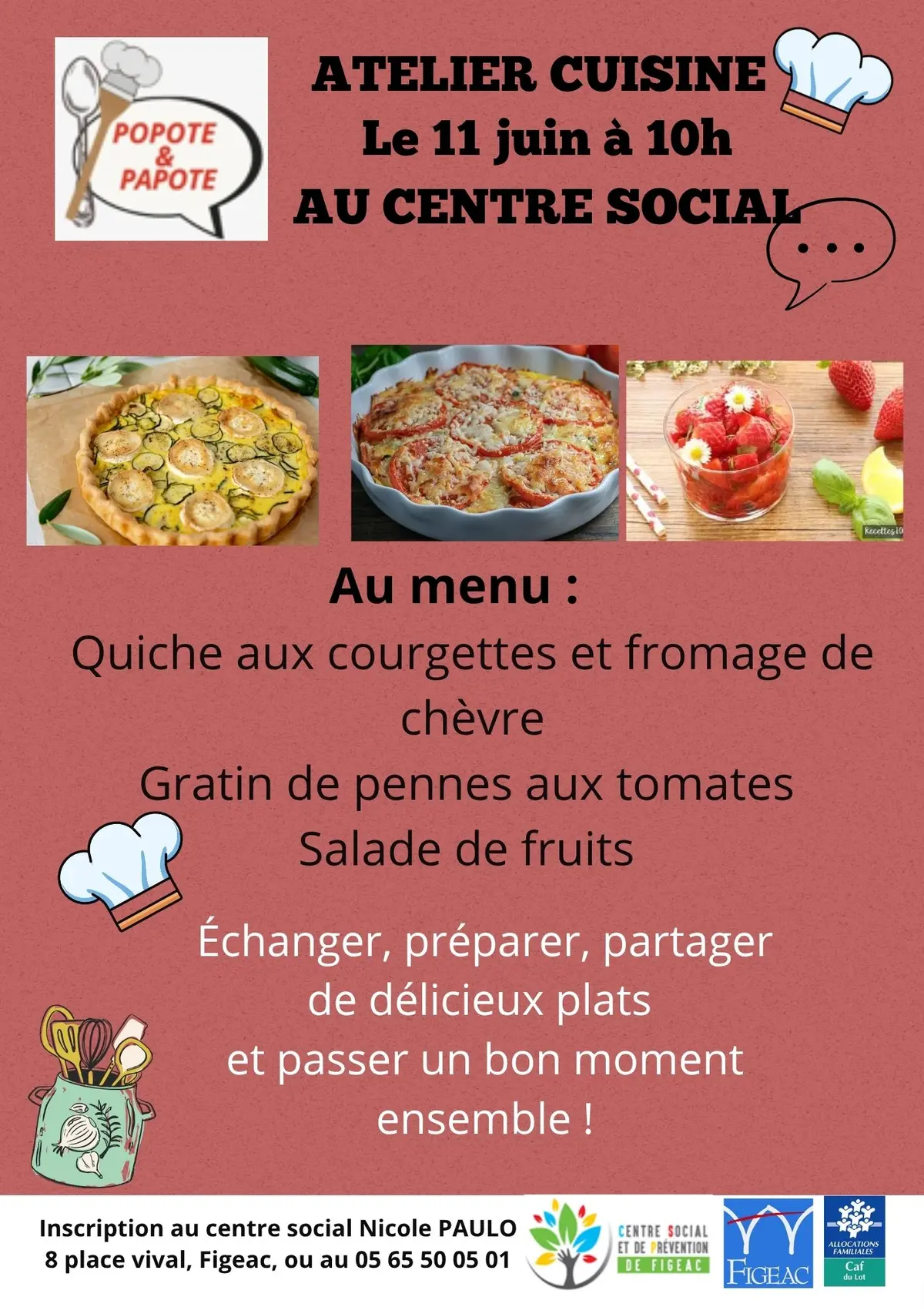 Atelier cuisine Popote et Papote au Centre Social Nicole Paulo
