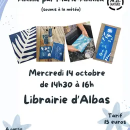 Atelier cyanotype à la librairie d'Albas