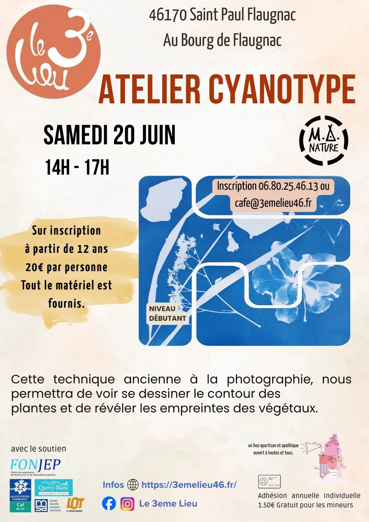 Atelier cyanotype au 3ème Lieu