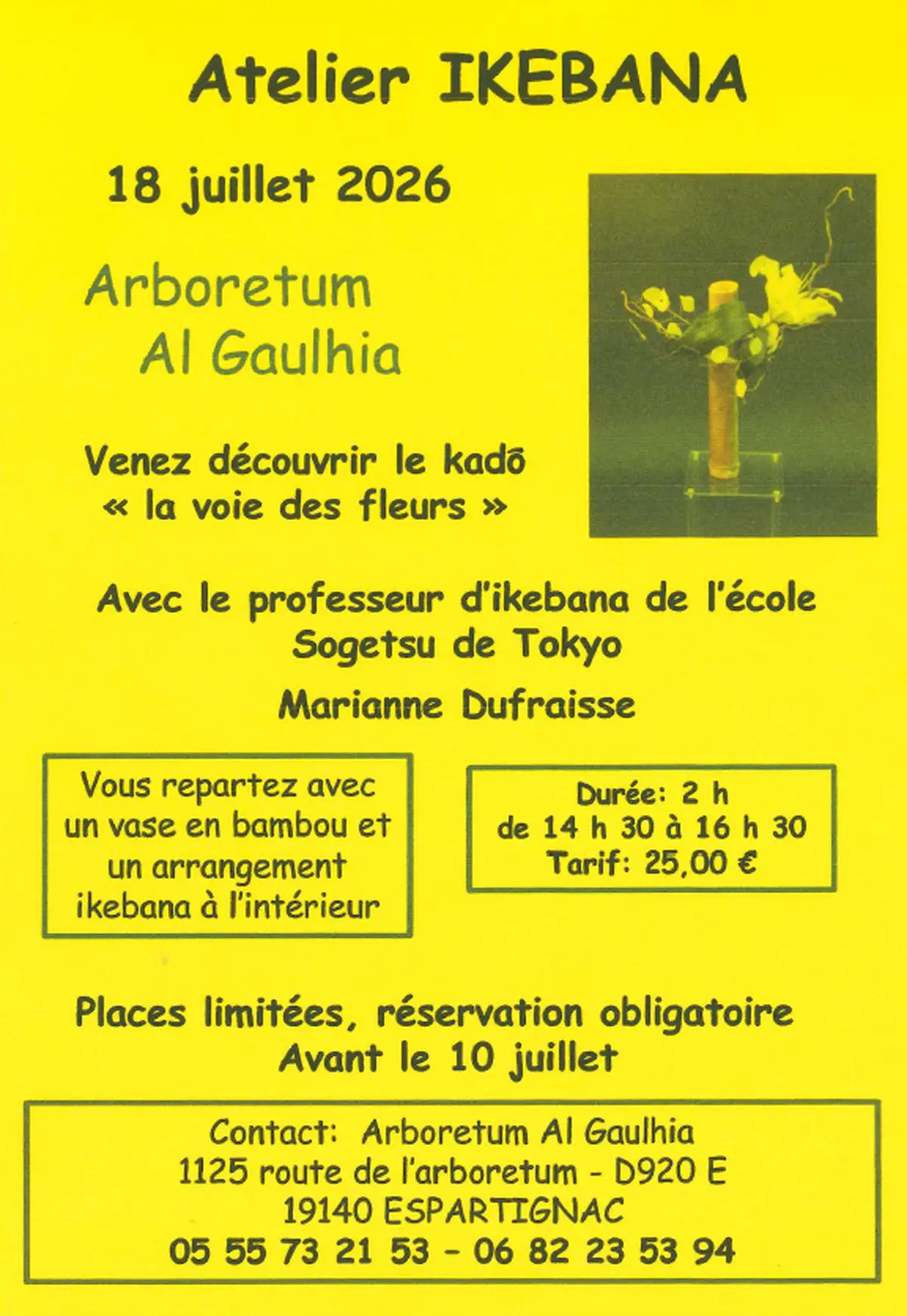 Atelier d'art floral japonais à l'arboretum Al Gaulhia