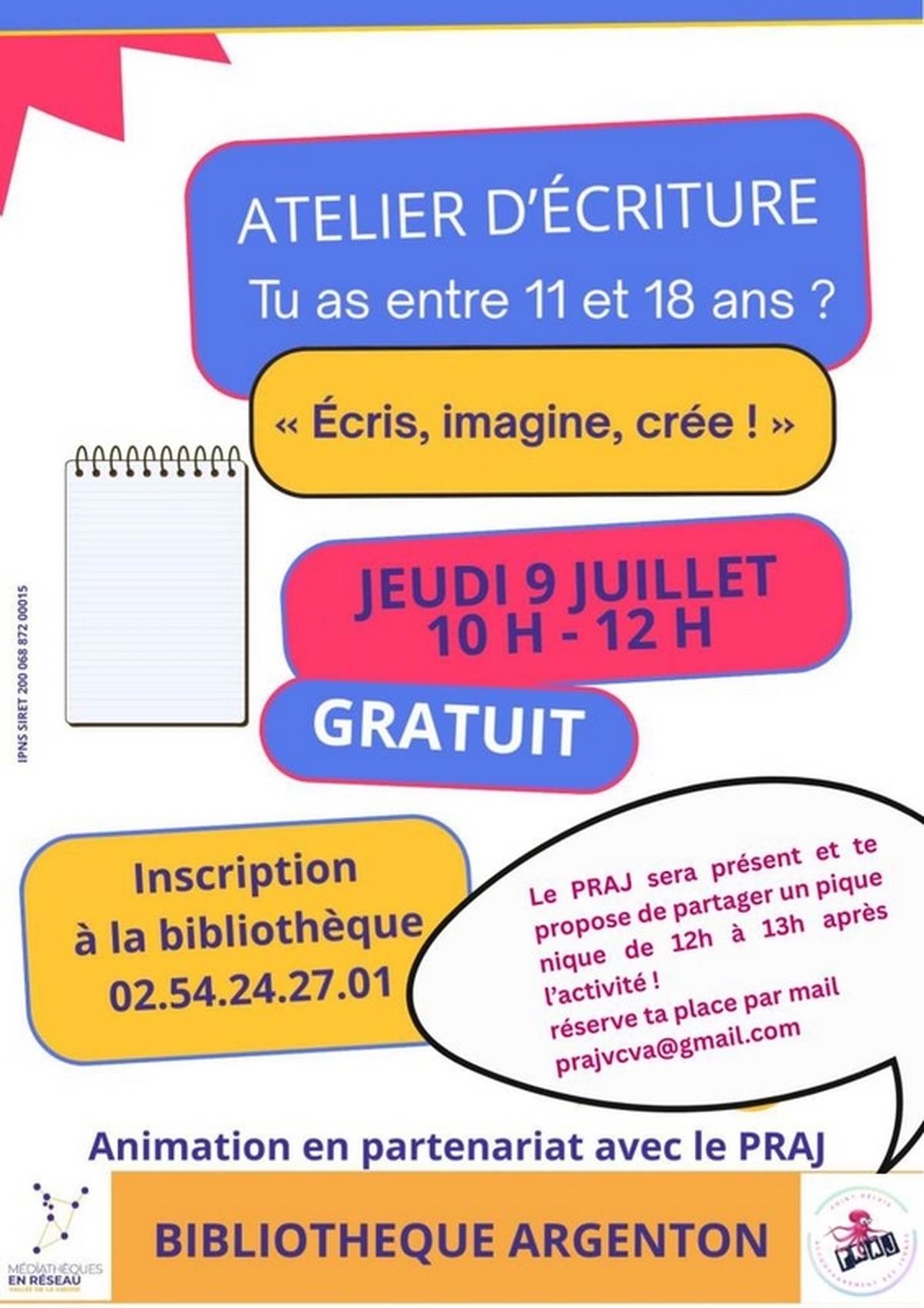 Atelier d'écriture à la bibliothèque