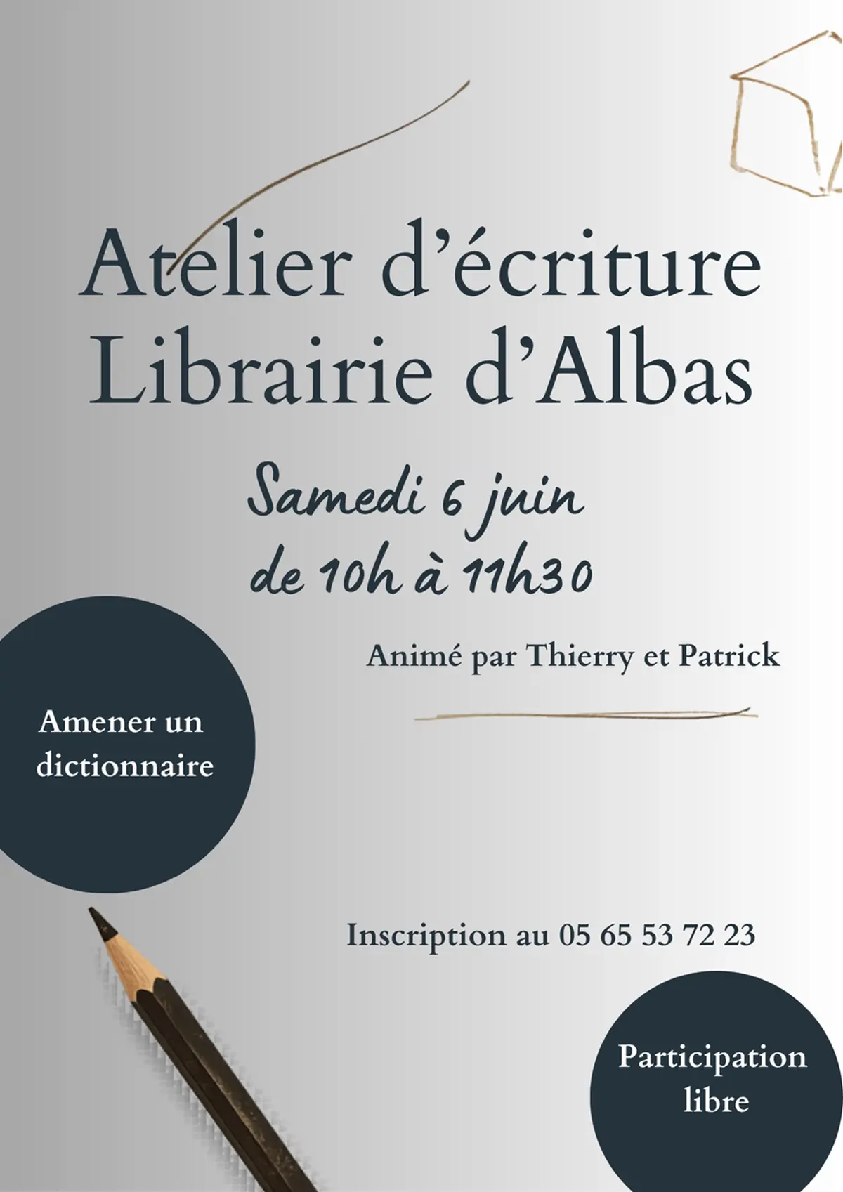 Atelier d'écriture à la librairie d'Albas