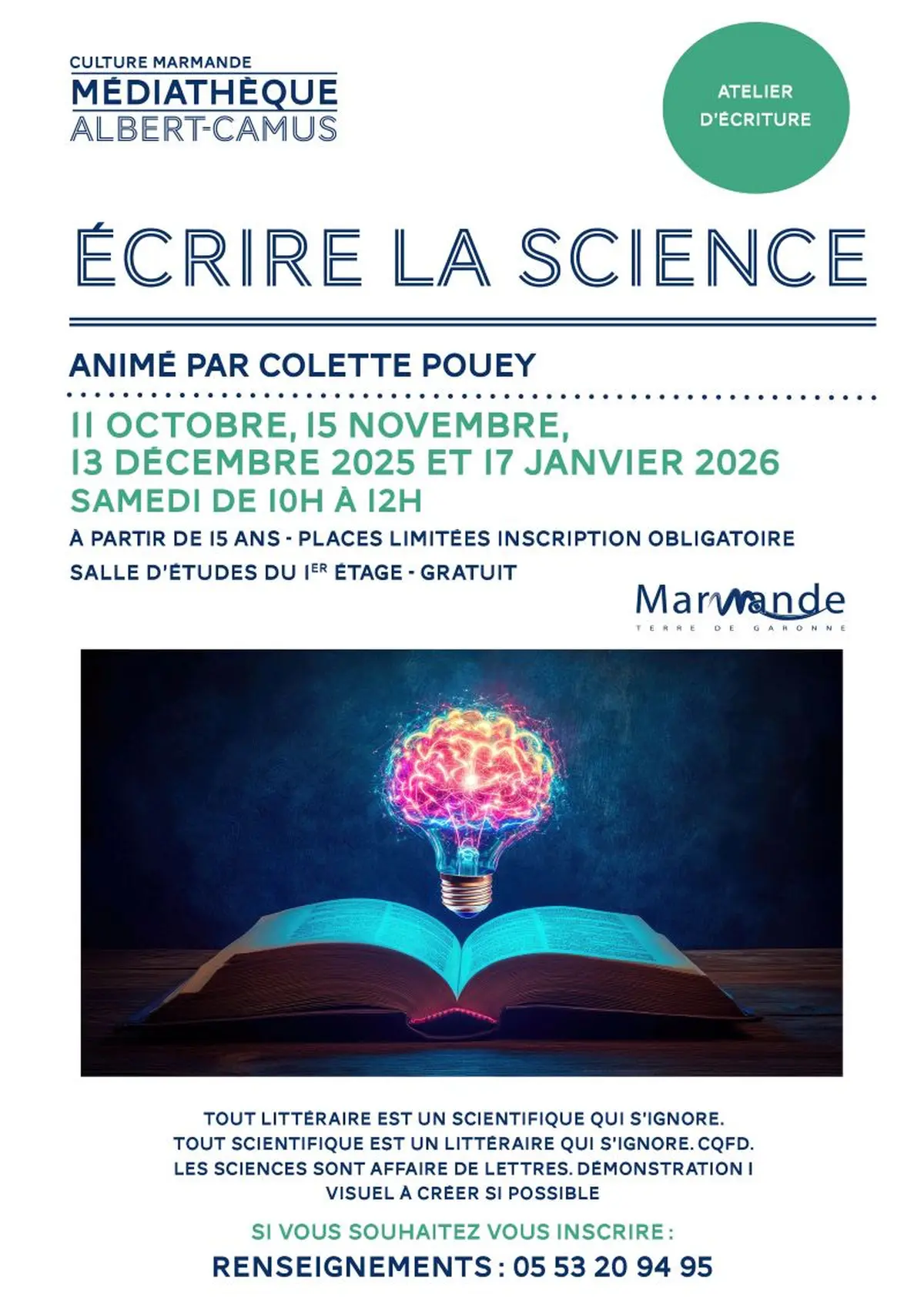 Atelier d'écriture - Ecrire la Science  à la Médiathèque
