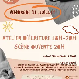 Atelier d'écriture et scène ouverte au 3ème Lieu