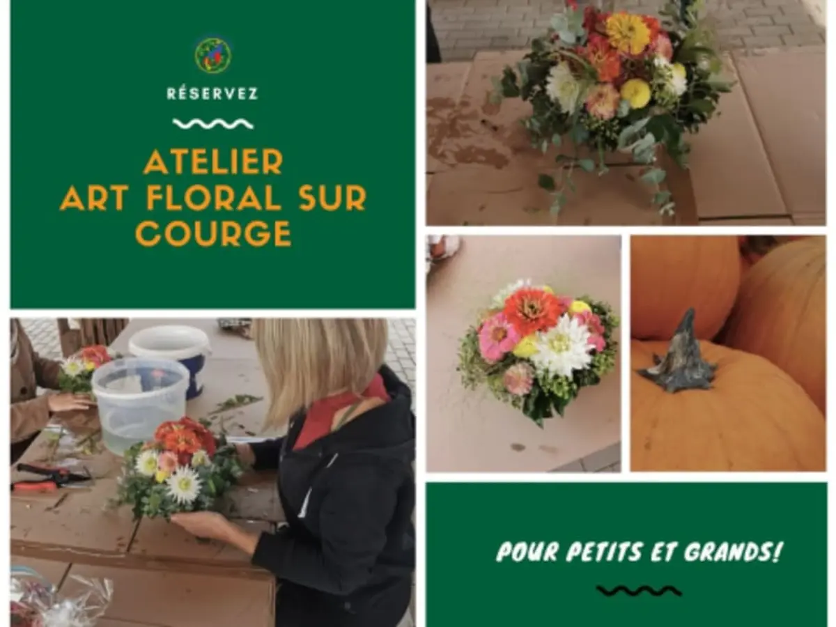 Atelier d'Halloween art floral sur courge cueillette du Paradisvogel