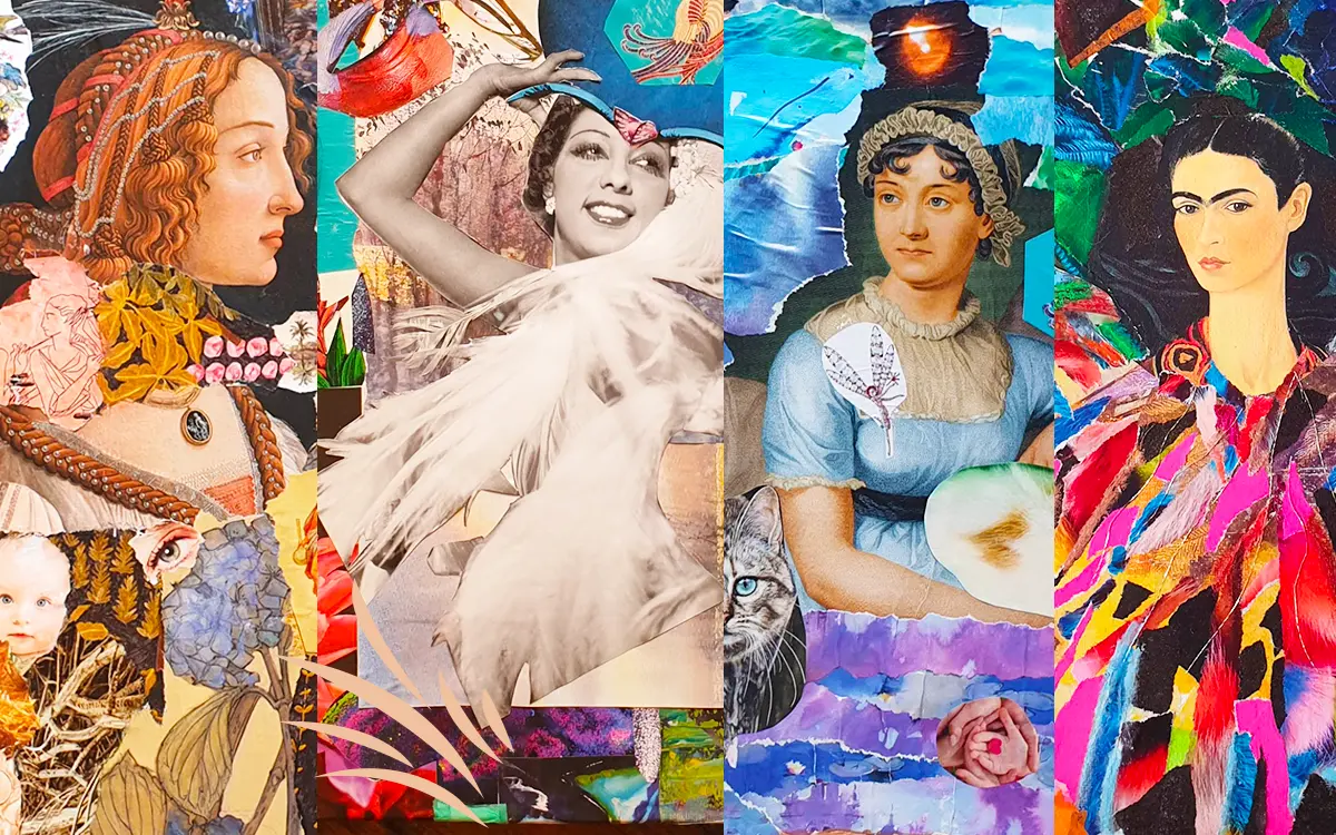Collages réalisés par les participantes de l'atelier