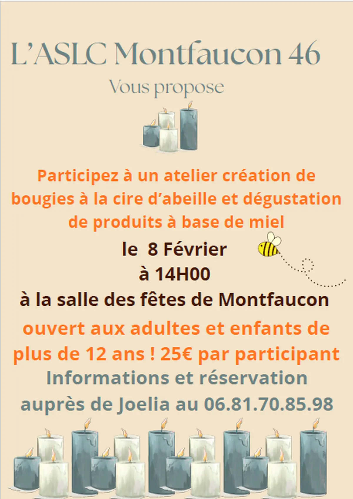 Atelier de création de bougies à la cire d'abeille et dégustation de produits à base de miel