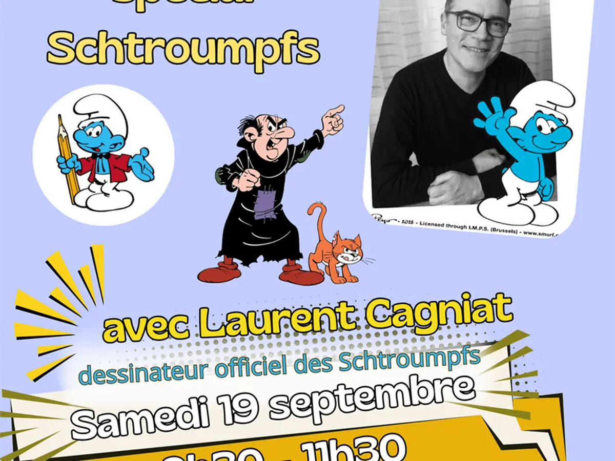 Atelier de dessin special Schtroumpfs avec Laurent Cagniat