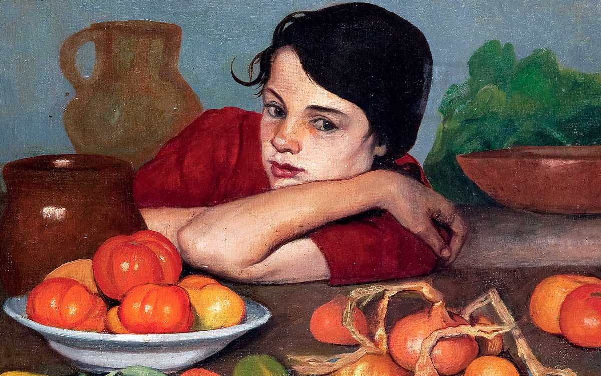 Georges Ascher petite fille derrière une table cop Villa La Fleur