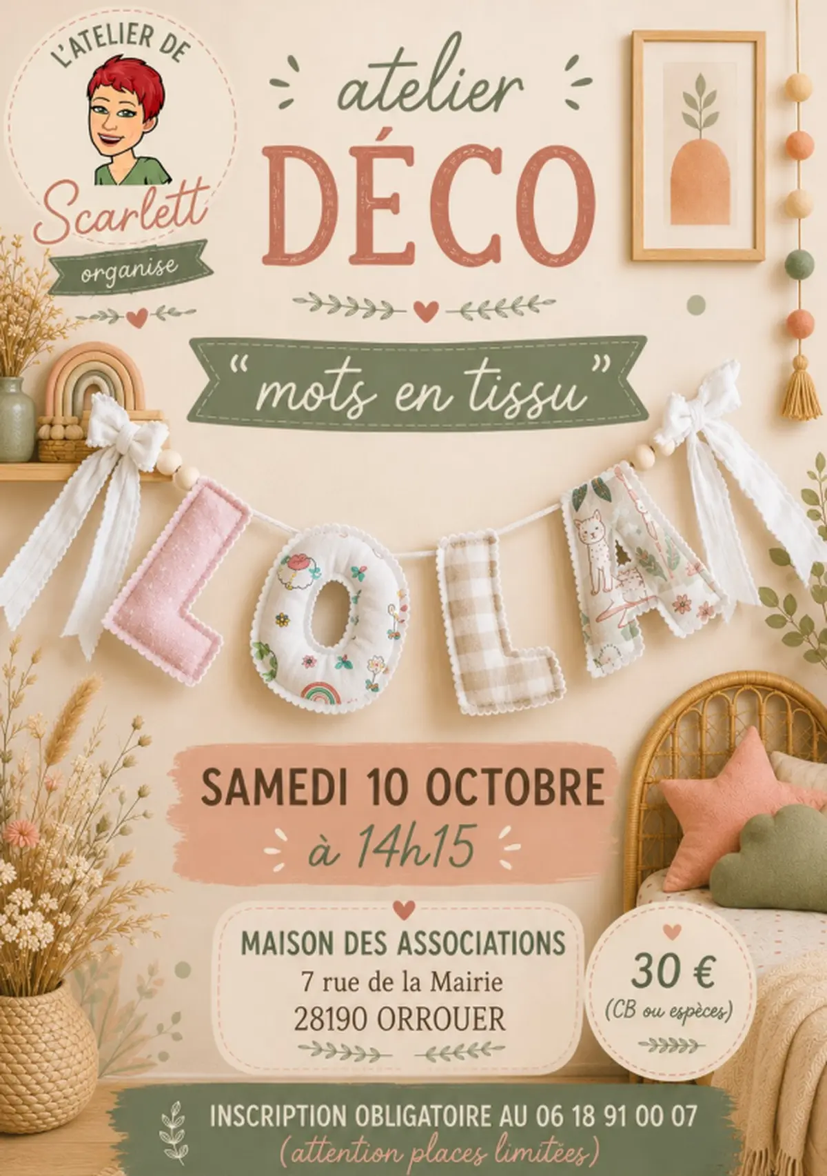 Atelier Déco mots en tissu