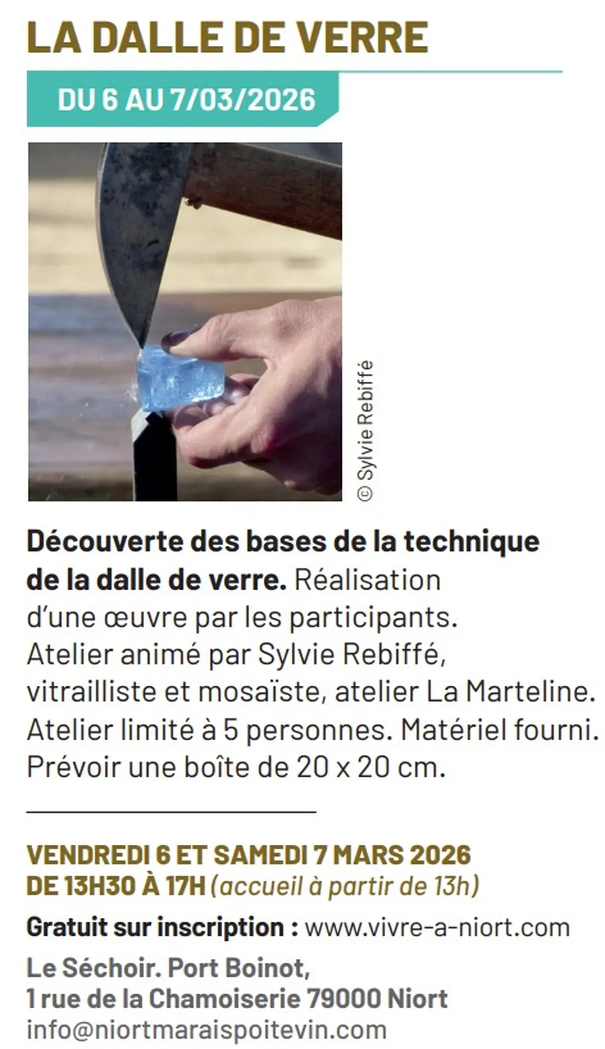 Atelier découverte La dalle de verre à Niort