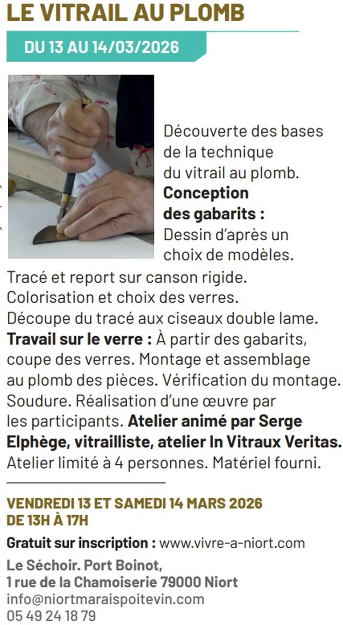 Atelier découverte Le vitrail au plomb à Niort