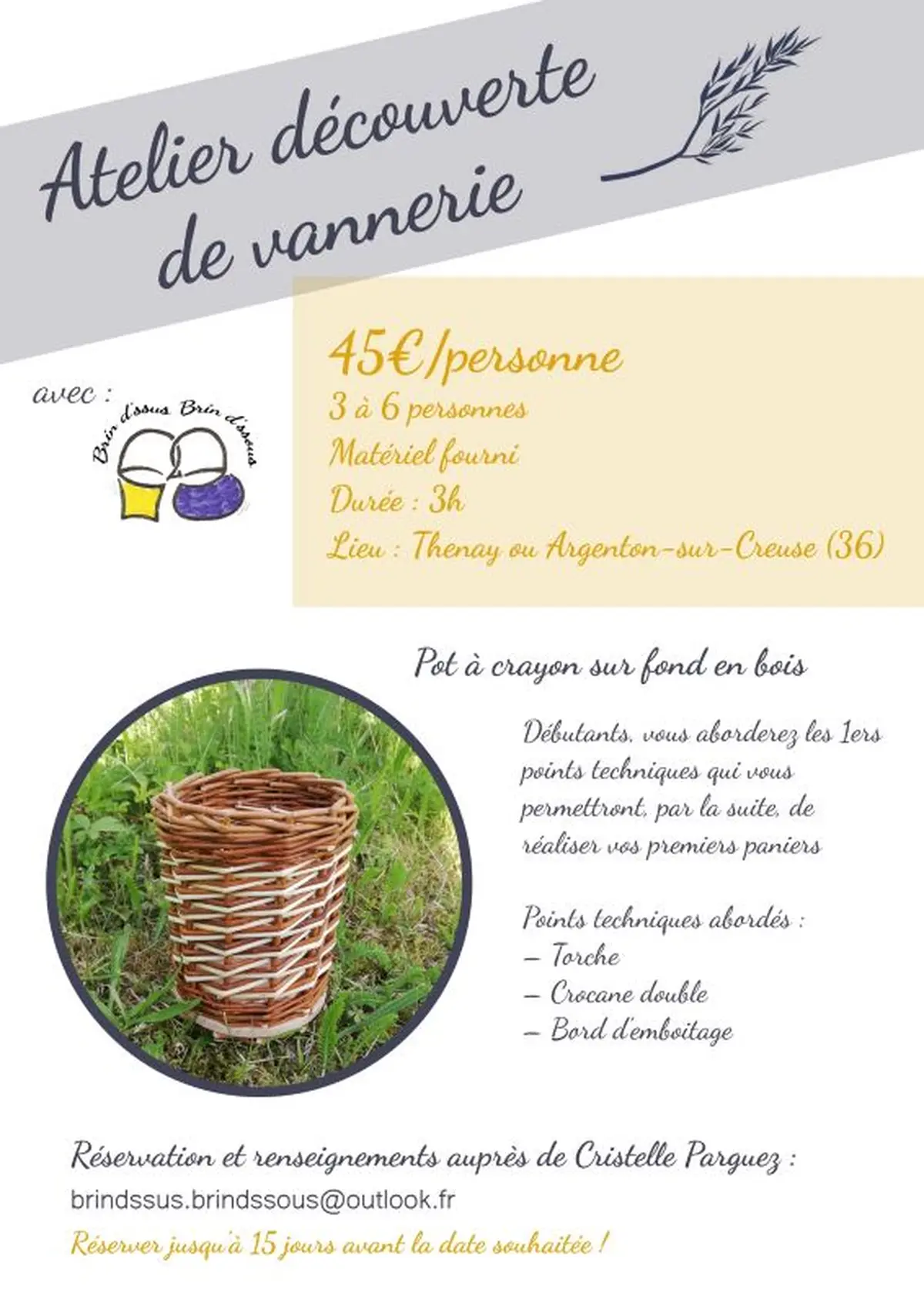 Atelier découverte vannerie: Pot crayon