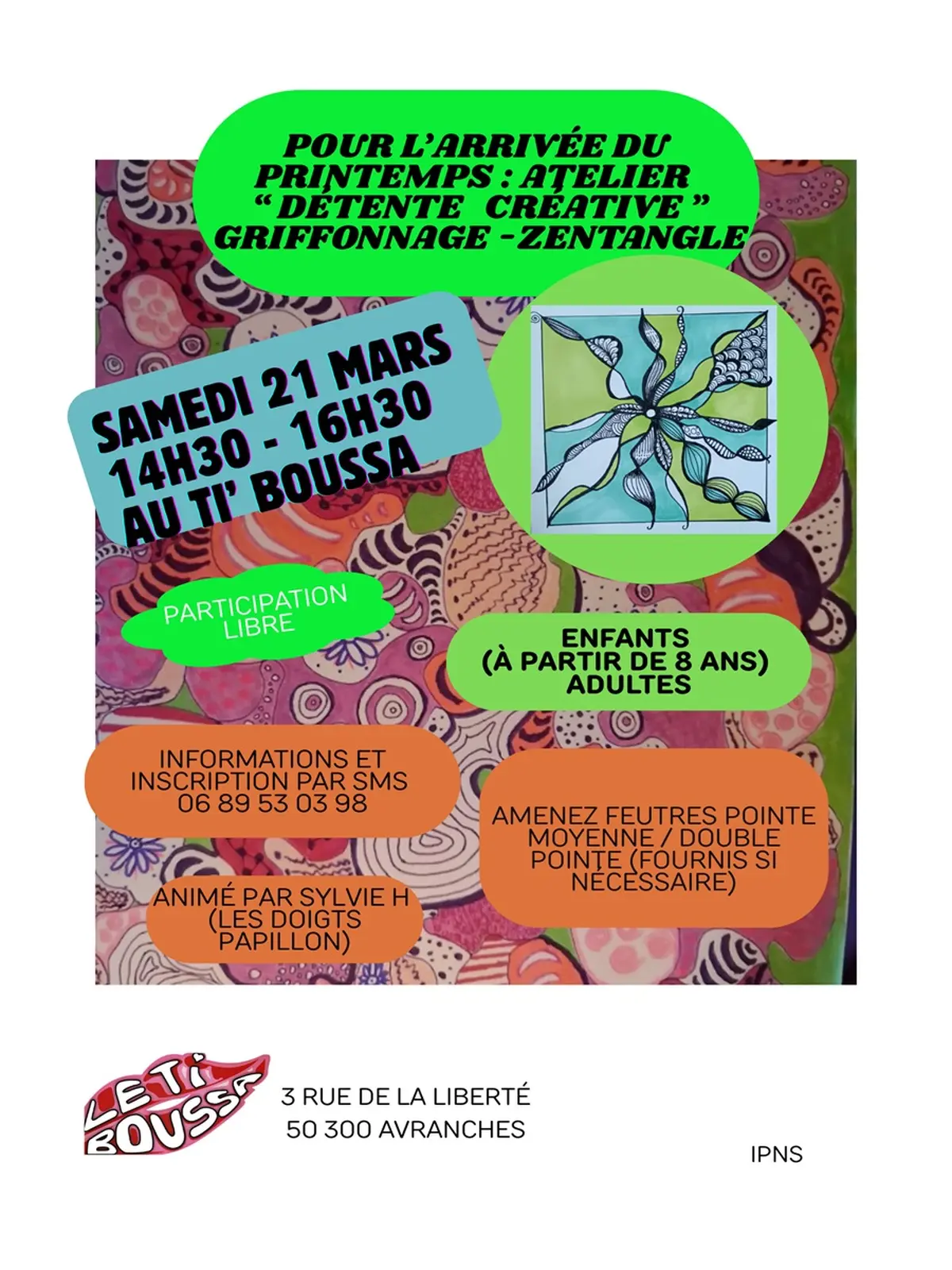 Atelier détente créative griffonnage et zentangle