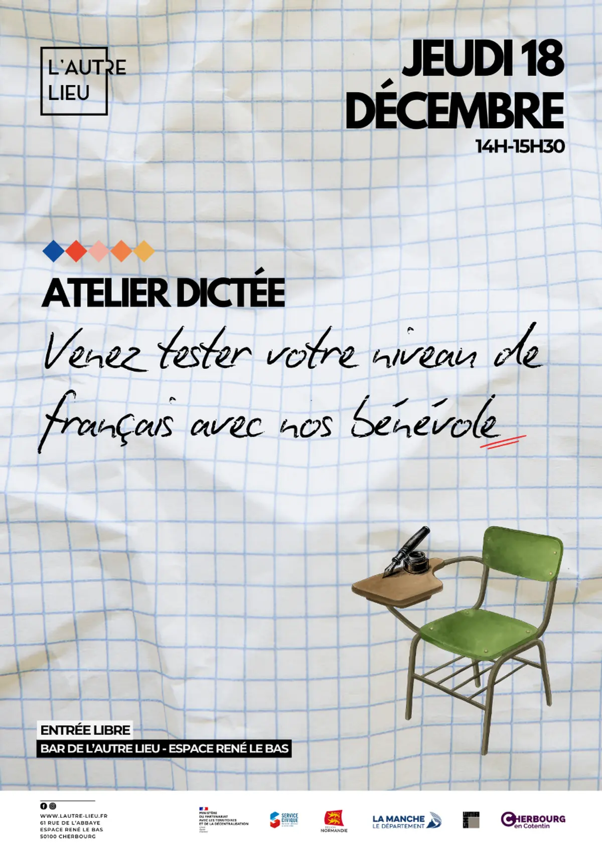 ATELIER DICTÉE - Initiative bénévoles | Bar de L’Autre Lieu