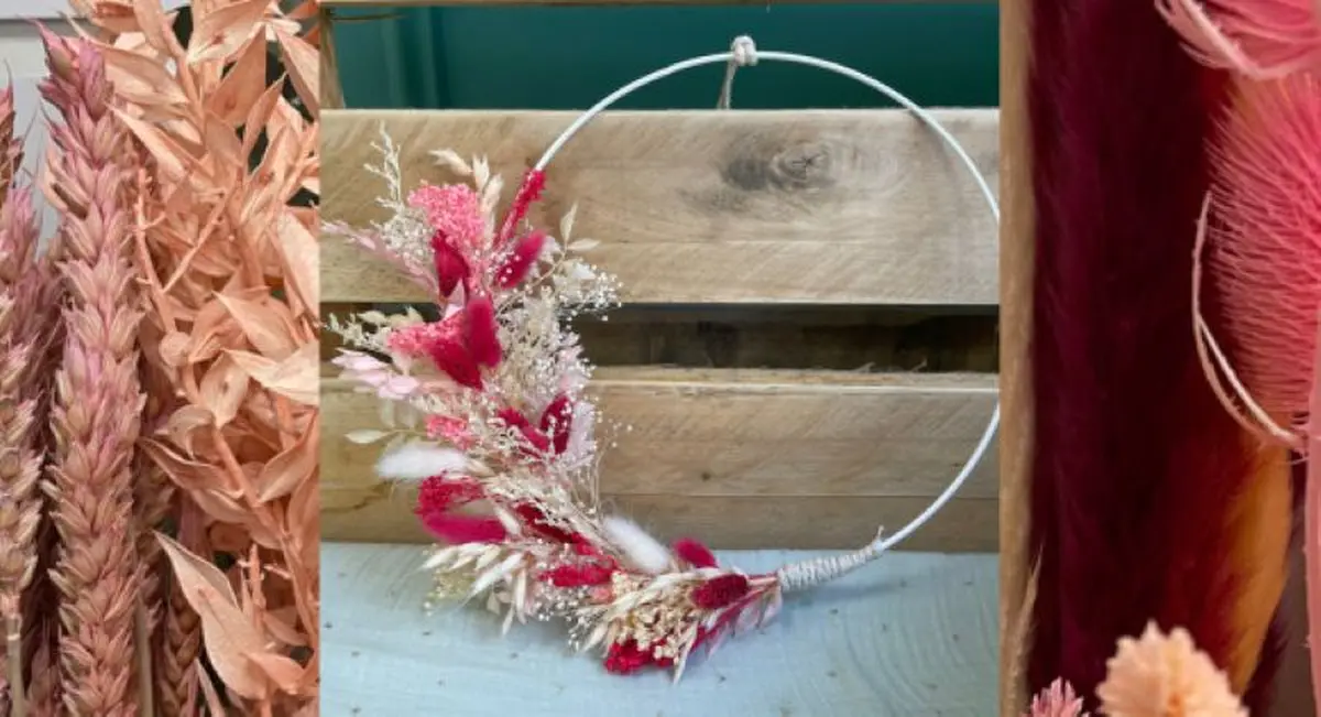 Atelier fabrication couronne de fleurs séchées