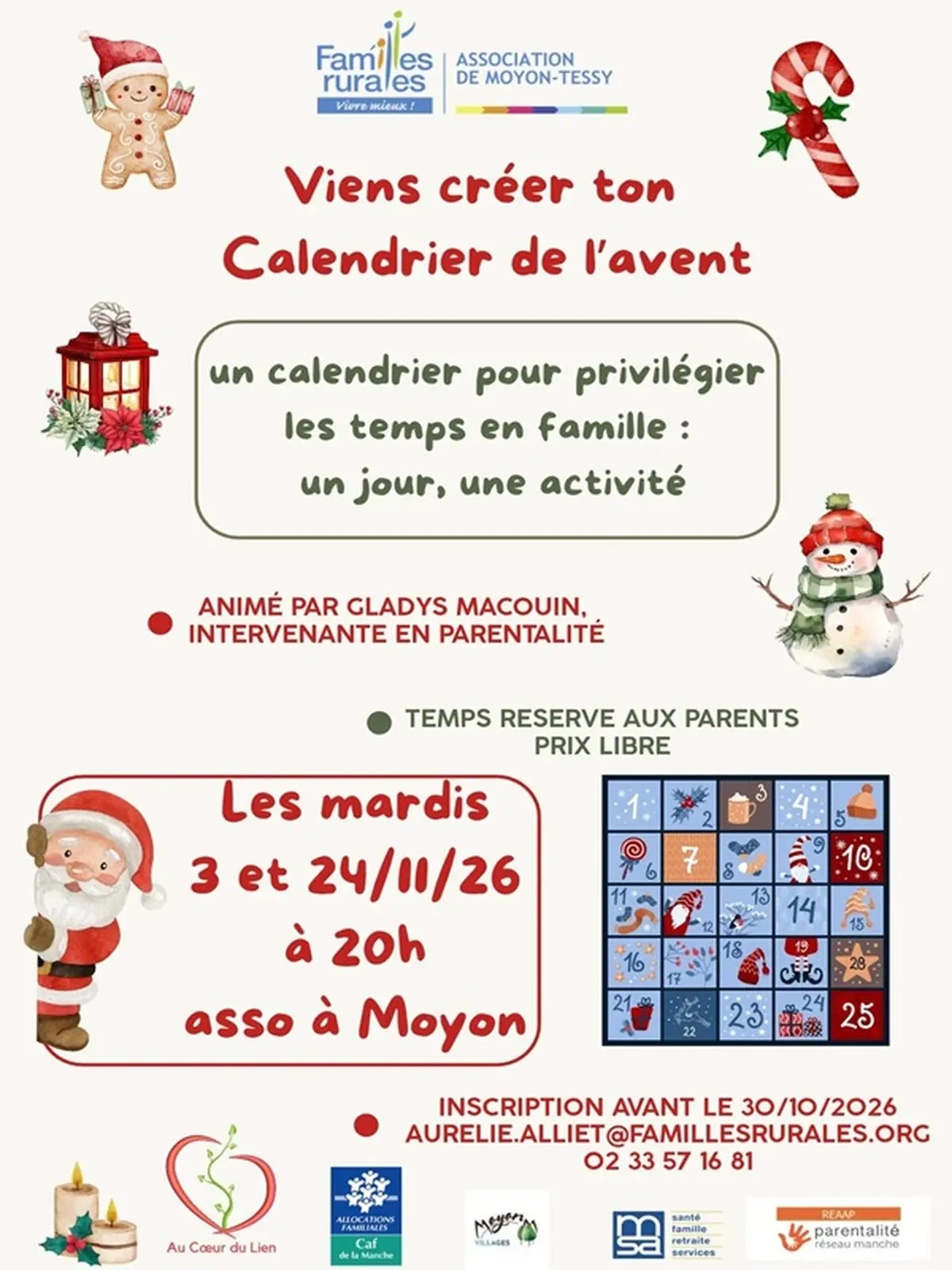 Atelier fabrication d'un calendrier de l'avent