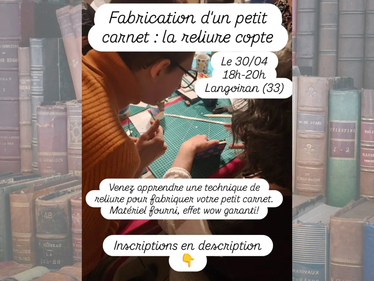 Atelier Fabrication d'un petit carnet : reliure copte