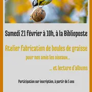 Atelier fabrication de boules de graisse et lecture d'albums sur les oiseaux