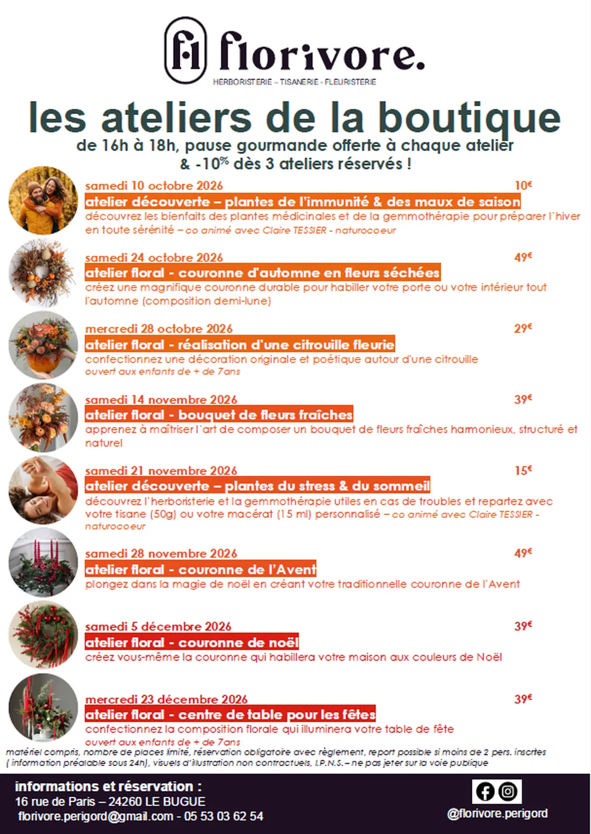 Atelier floral - Couronne de l'avent