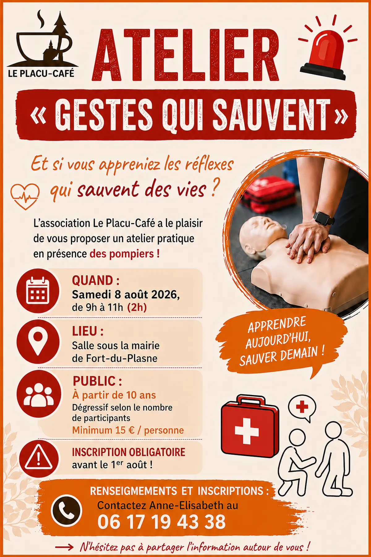 Atelier Gestes qui sauvent au placu café
