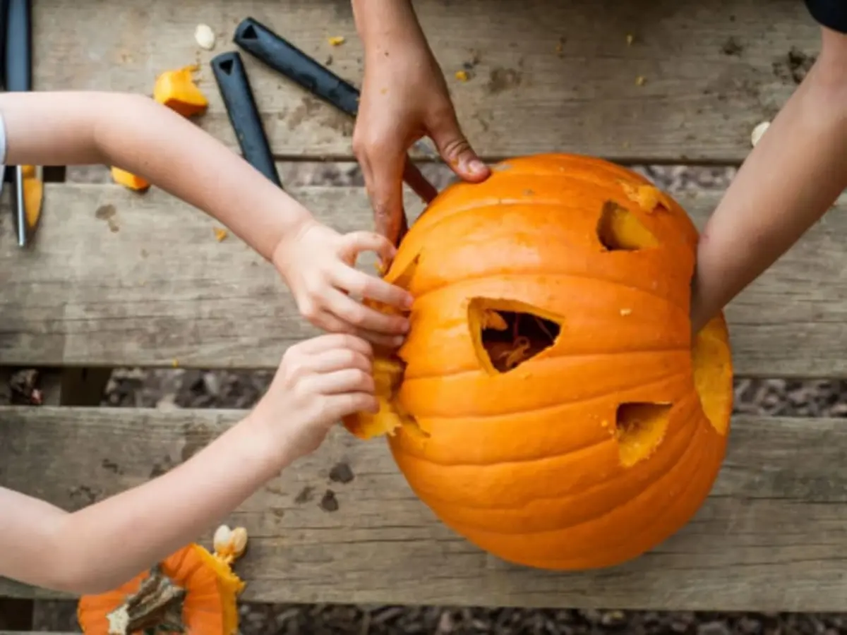Atelier Halloween, sculpture sur citrouille à la Ferme de Rutel