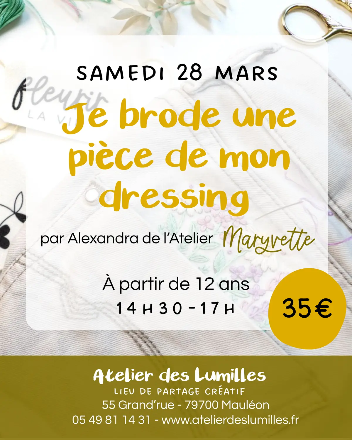 Atelier - Je brode une pièce de mon dressing