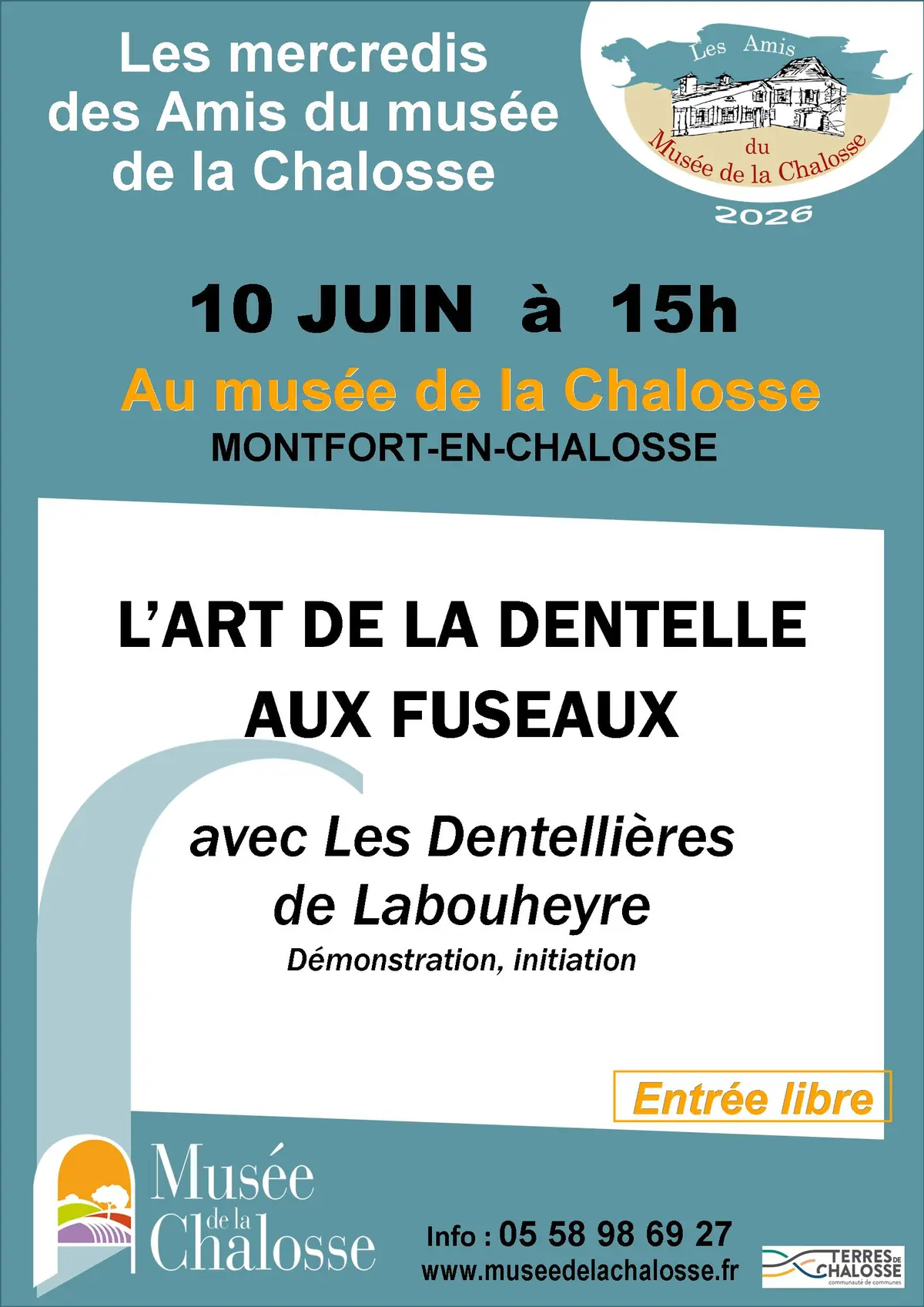 Atelier L'art de la dentelle aux fuseaux au Musée de la Chalosse