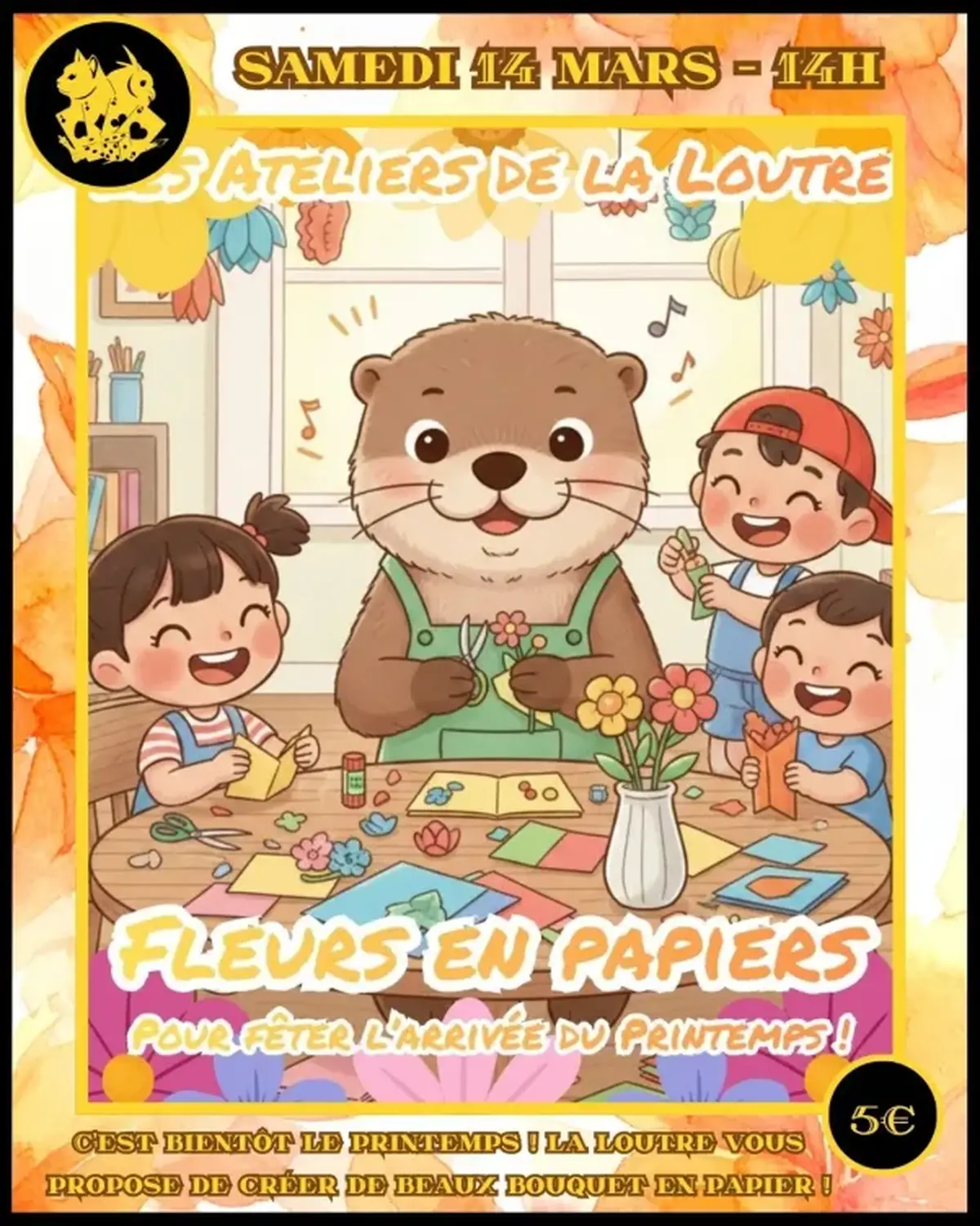 Atelier manuel créatif fleurs en papier