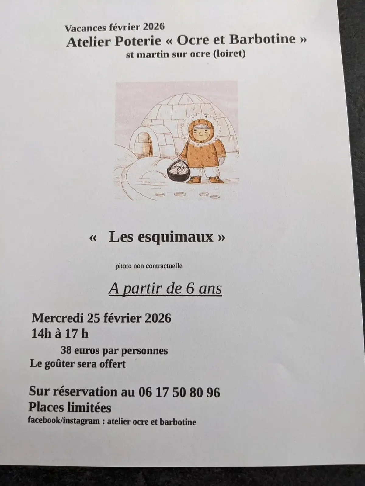 Atelier Ocre et Barbotine : Les Esquimaux 