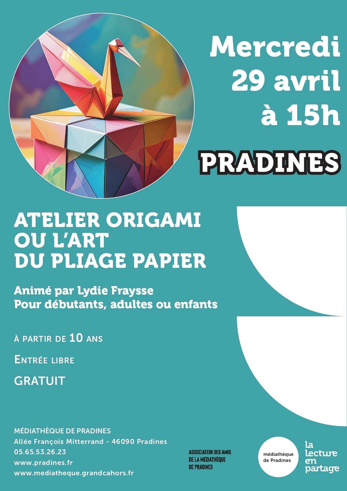 Atelier Origami à la Médiathèque de Pradines