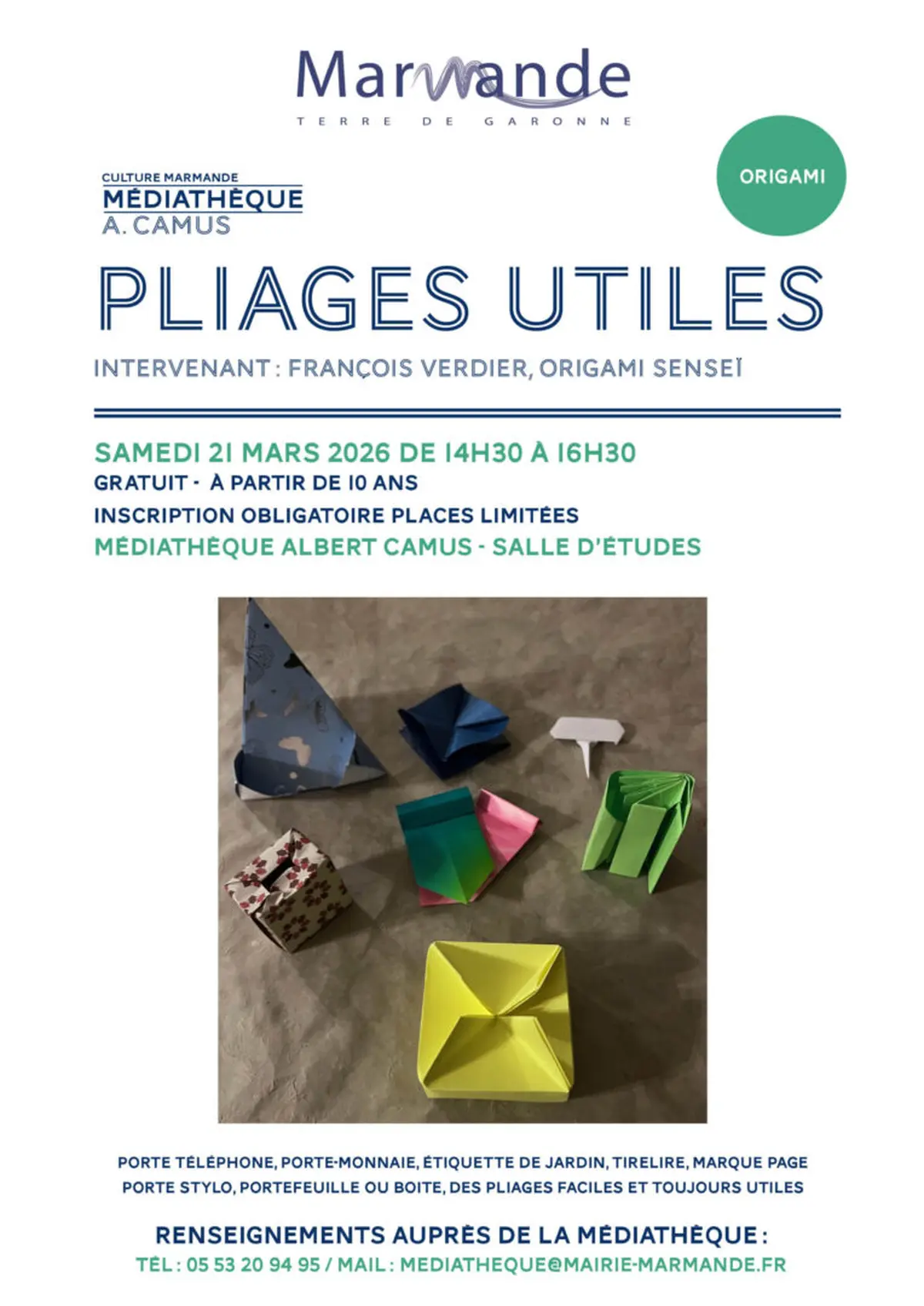 Atelier Origami - Pliages utiles