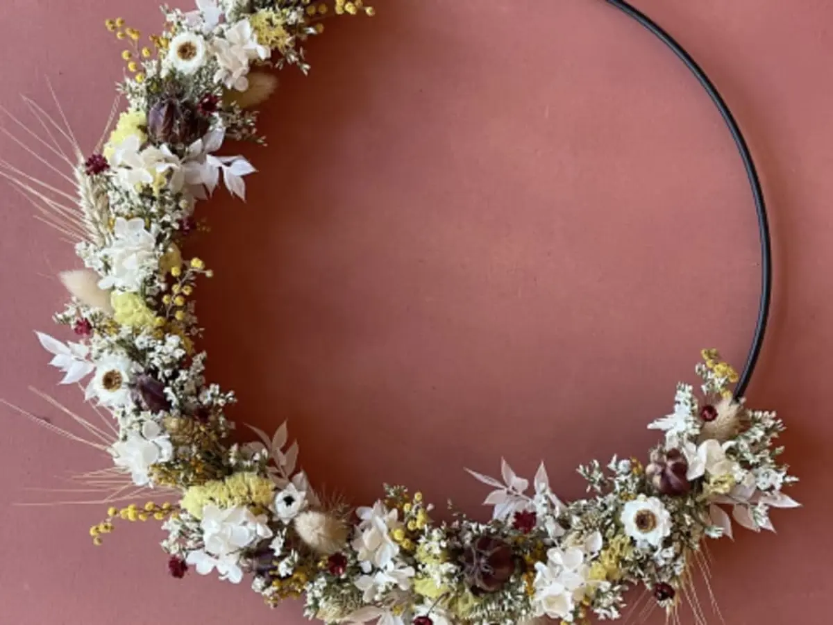 Atelier parent/enfant couronne de fleurs séchées à Mouvaux (59)